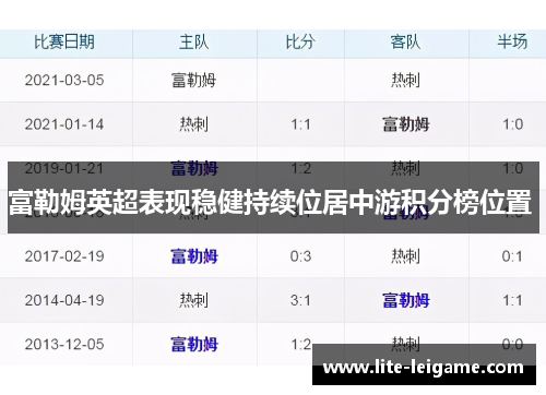 富勒姆英超表现稳健持续位居中游积分榜位置 富勒姆英超表现稳健持续位居中游积分榜位置